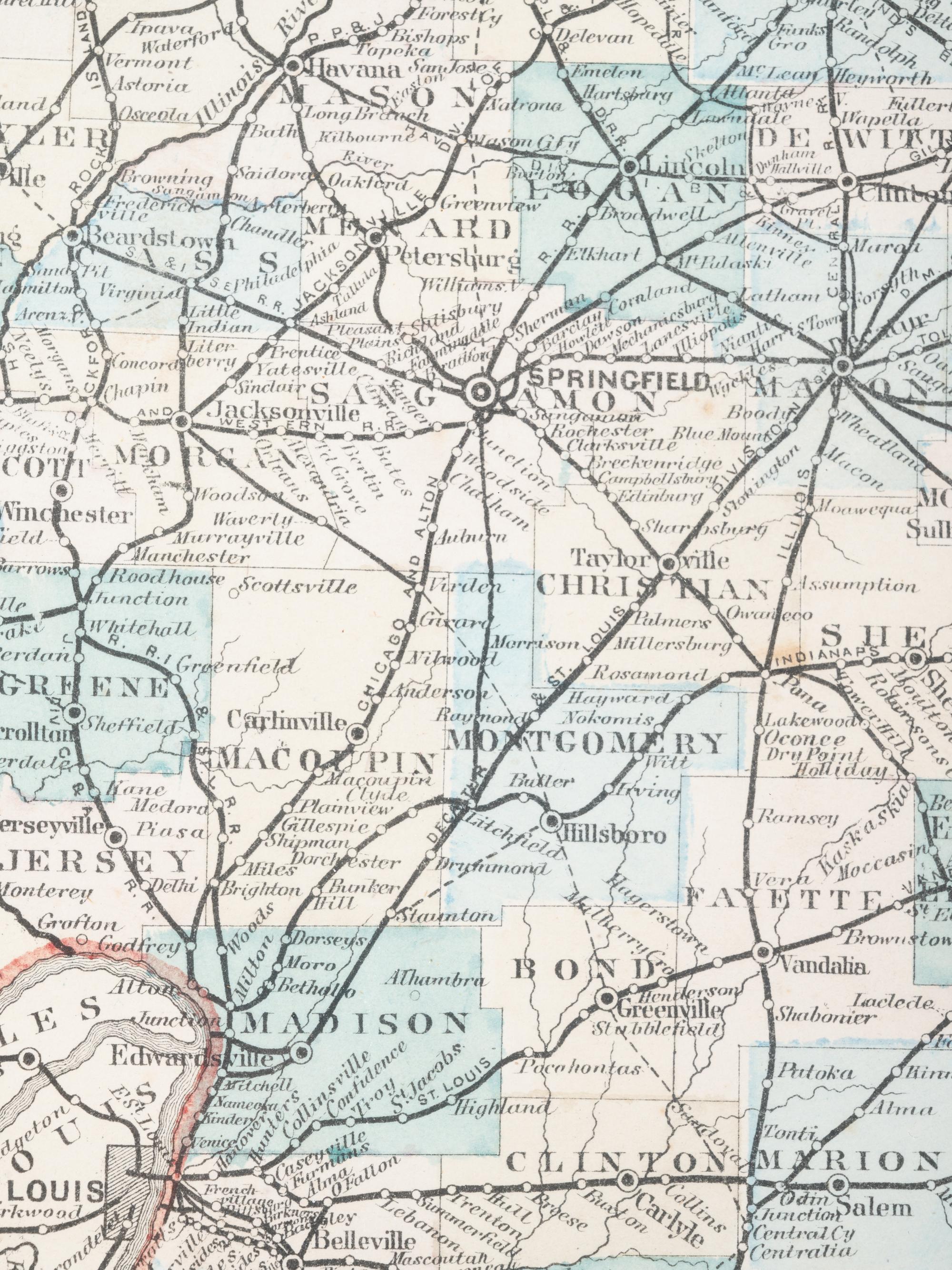 Official Road Map of Illinois. Chicago: Warner & Beers, N.d. Plate 11. 25 ¾ x 23 ¾ in. Matted and framed.
