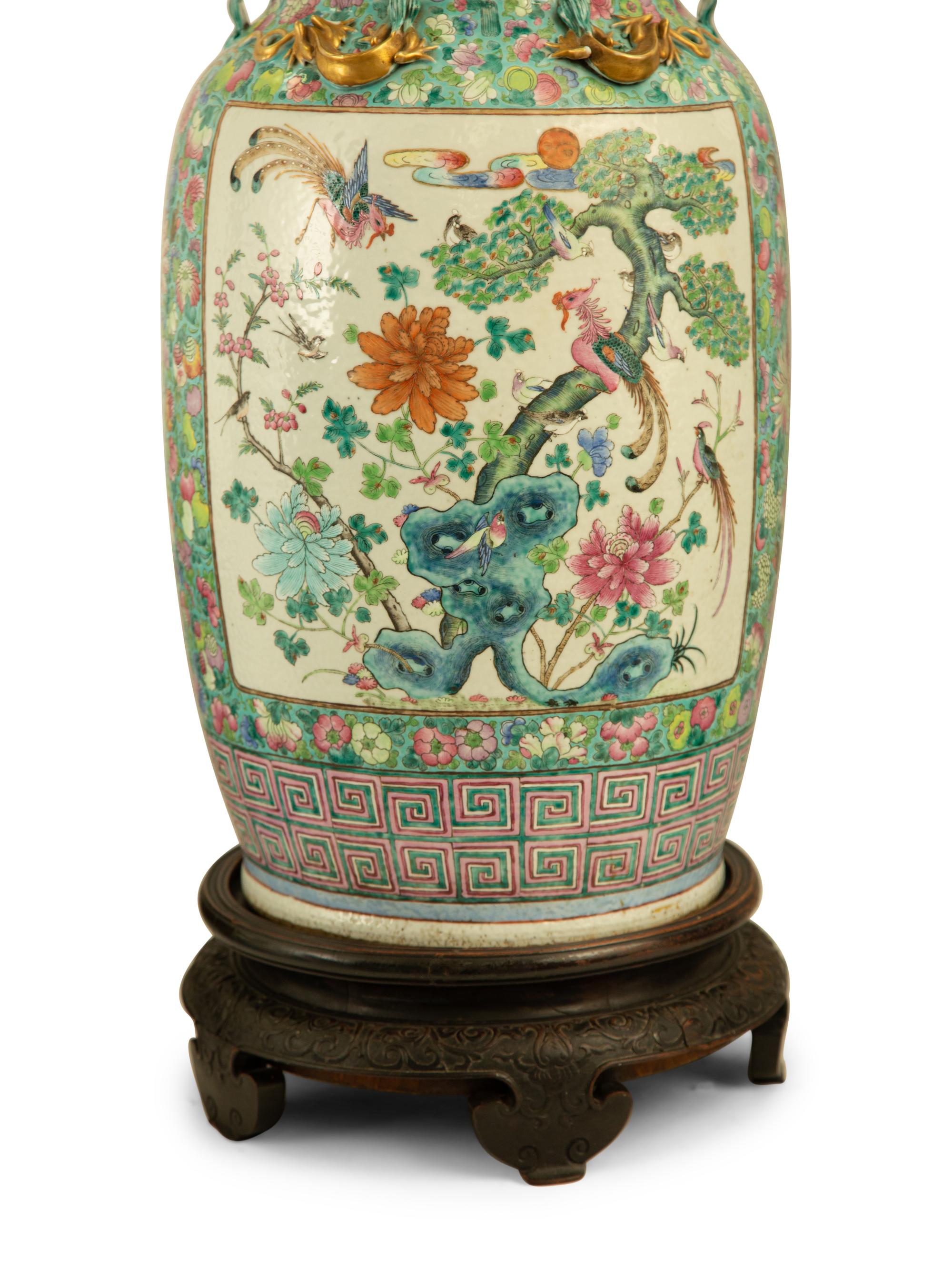 A Pair of Large Chinese Famille Verte Porcelain Vases