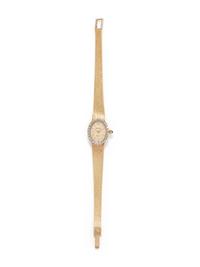 LUCIEN PICCARD, 14K YELLOW GOLD AND DIAMOND WRISTWATCH