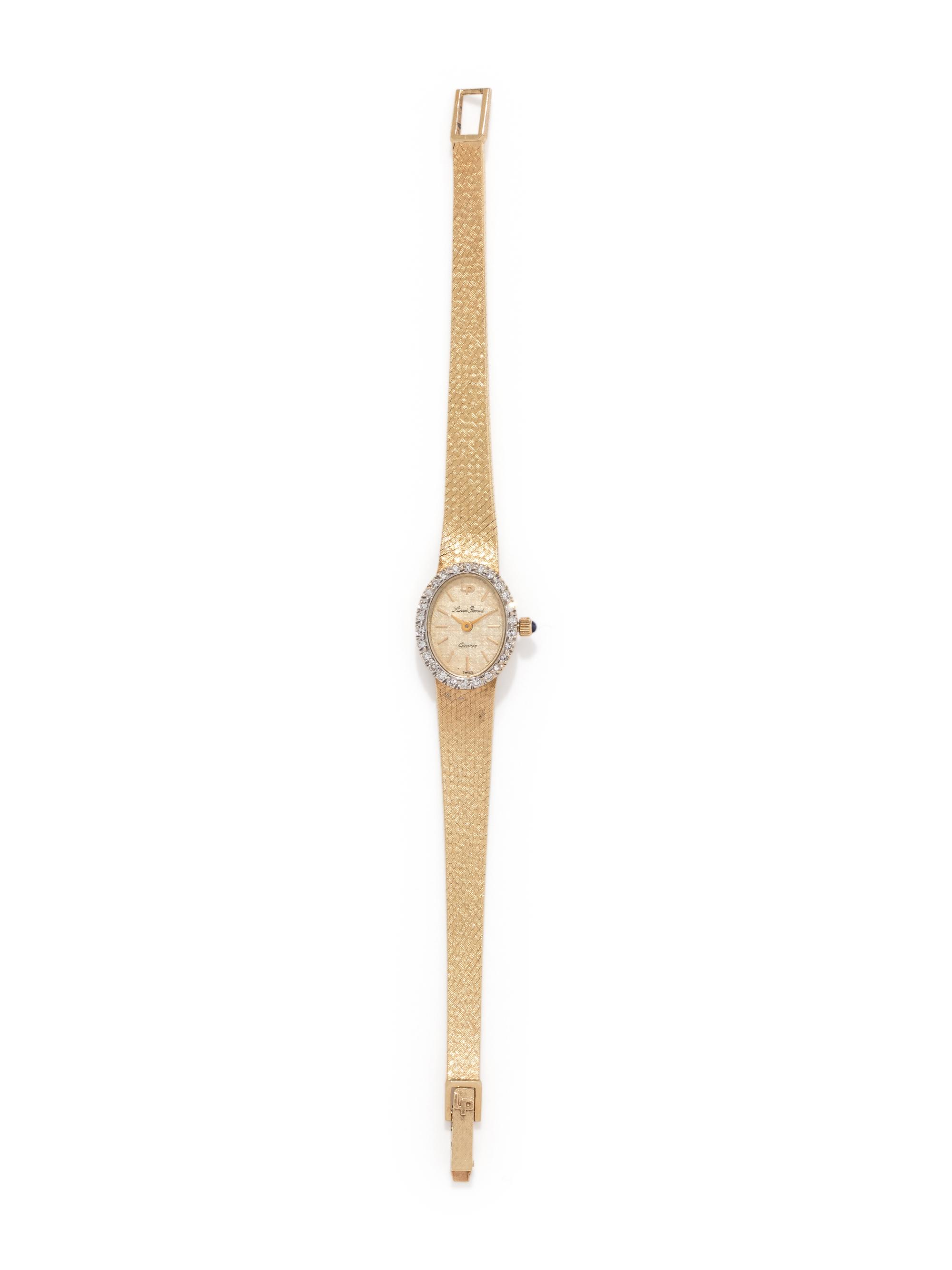 LUCIEN PICCARD, 14K YELLOW GOLD AND DIAMOND WRISTWATCH