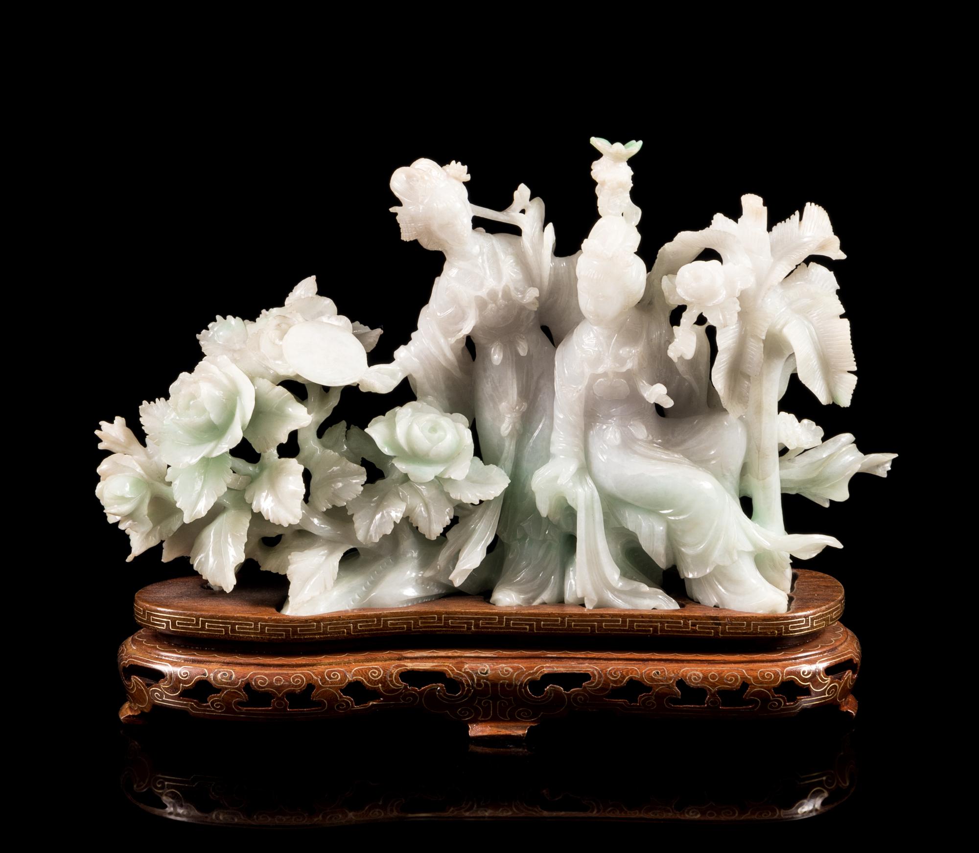An Apple Green and Celadon Jadeite Carving Height 5 inches. — 20TH CENTURY