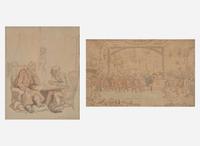Thomas Rowlandson (British, 1756-1827) - The Last Will (Seated Figures); together with Death as Host (Dinner Party with Skeleton) (Two Works)