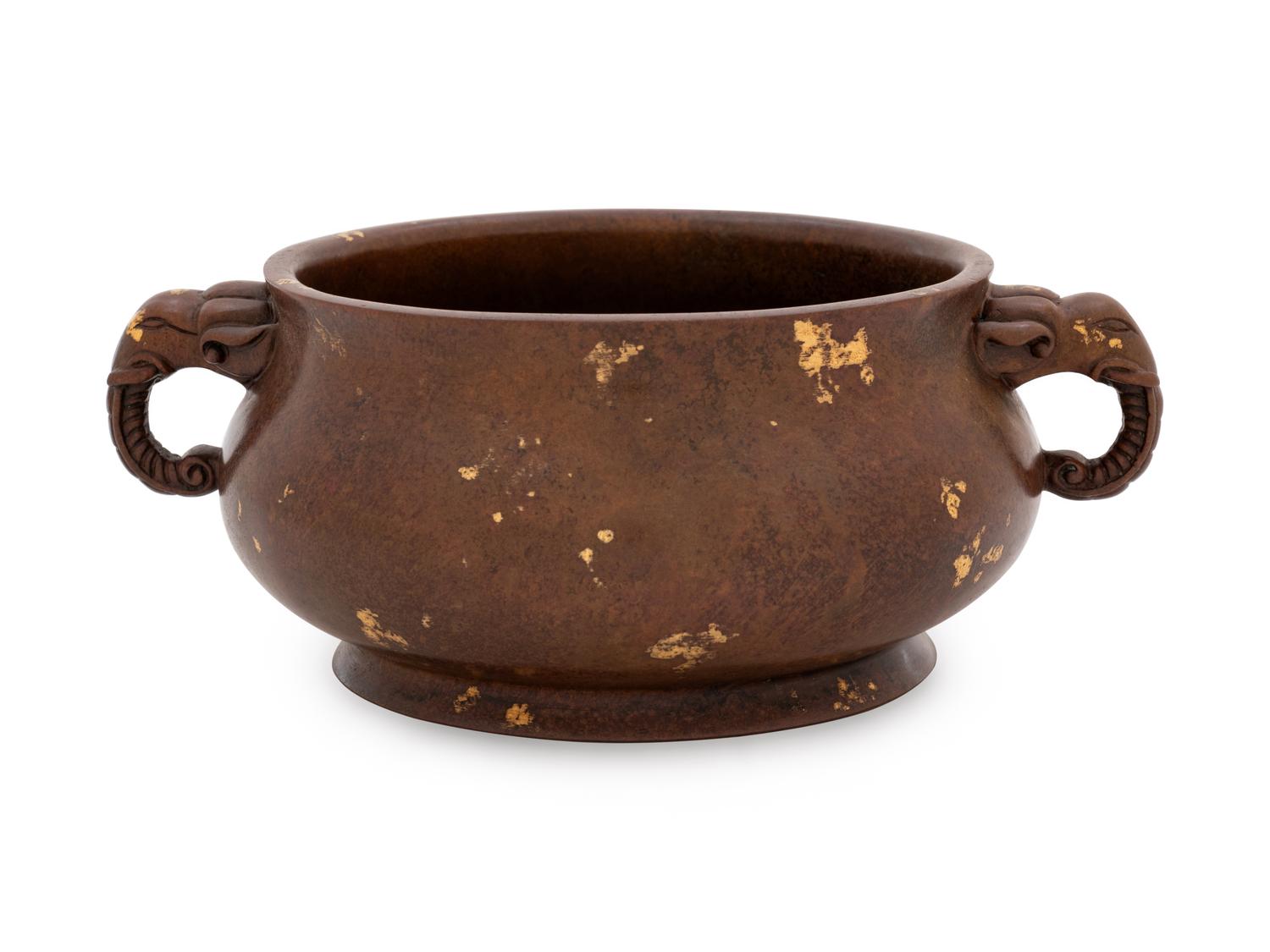 A Chinese Gold Splashed Bronze Incense Burner