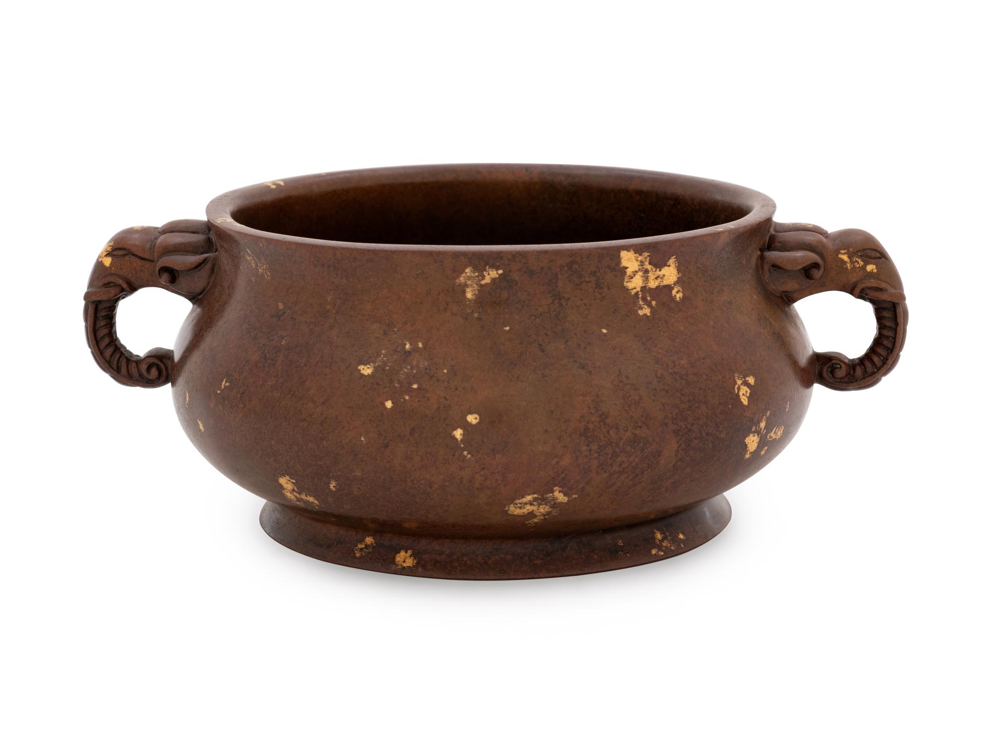 A Chinese Gold Splashed Bronze Incense Burner