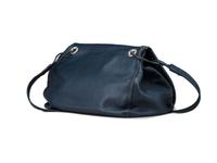 Large Navy Blue Drawstring Purse, with Sand Cast Silver Decoration