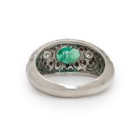 LEVIAN, EMERALD, DIAMOND, AND WHITE GOLD RING