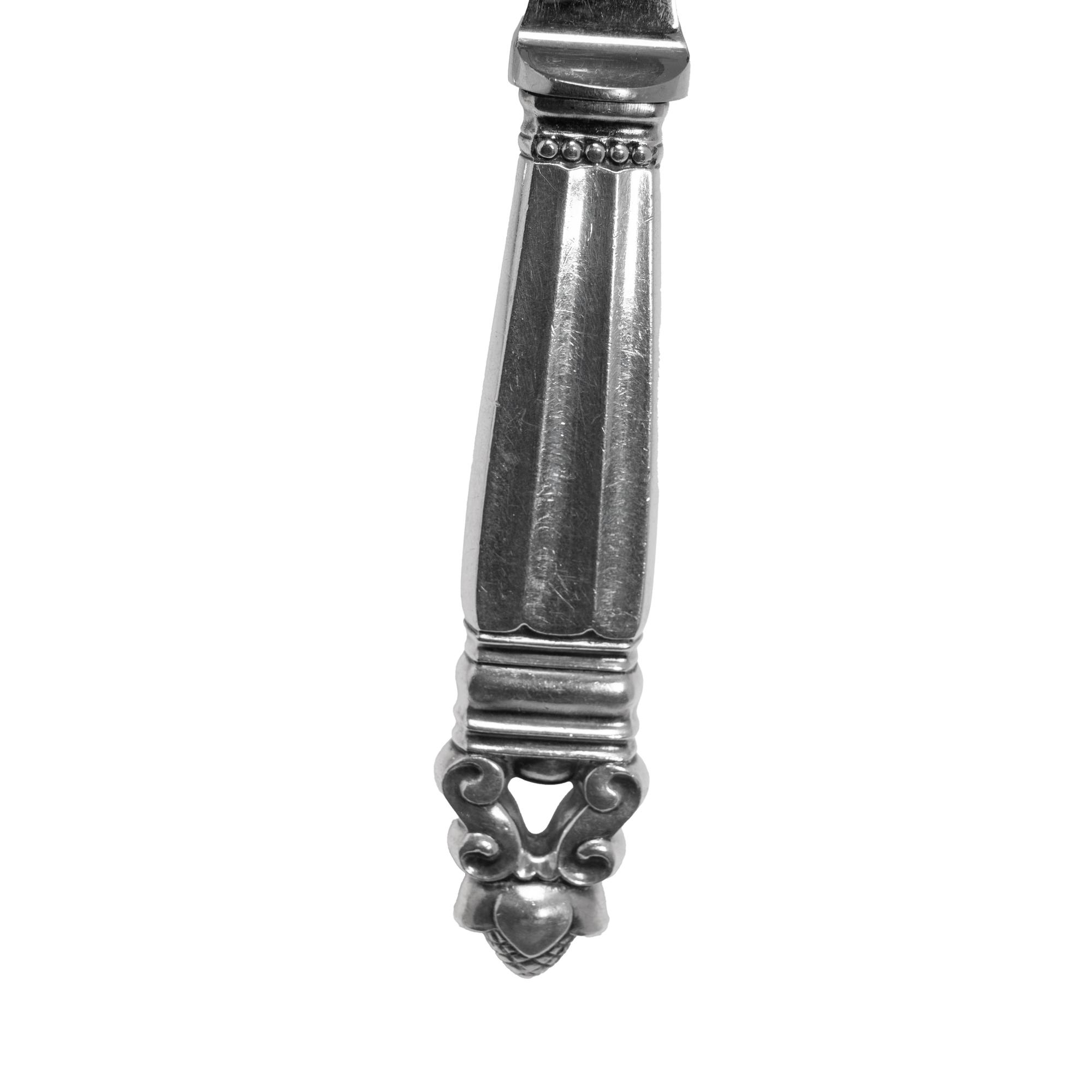 A Georg Jensen Acorn Cake Slicer and Cake Knife