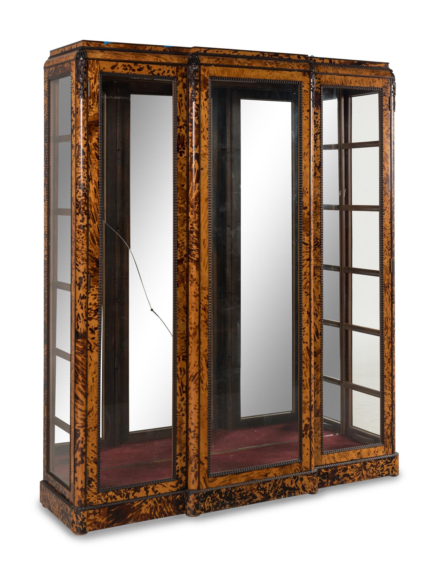 A French Faux Tortoiseshell Vitrine Cabinet