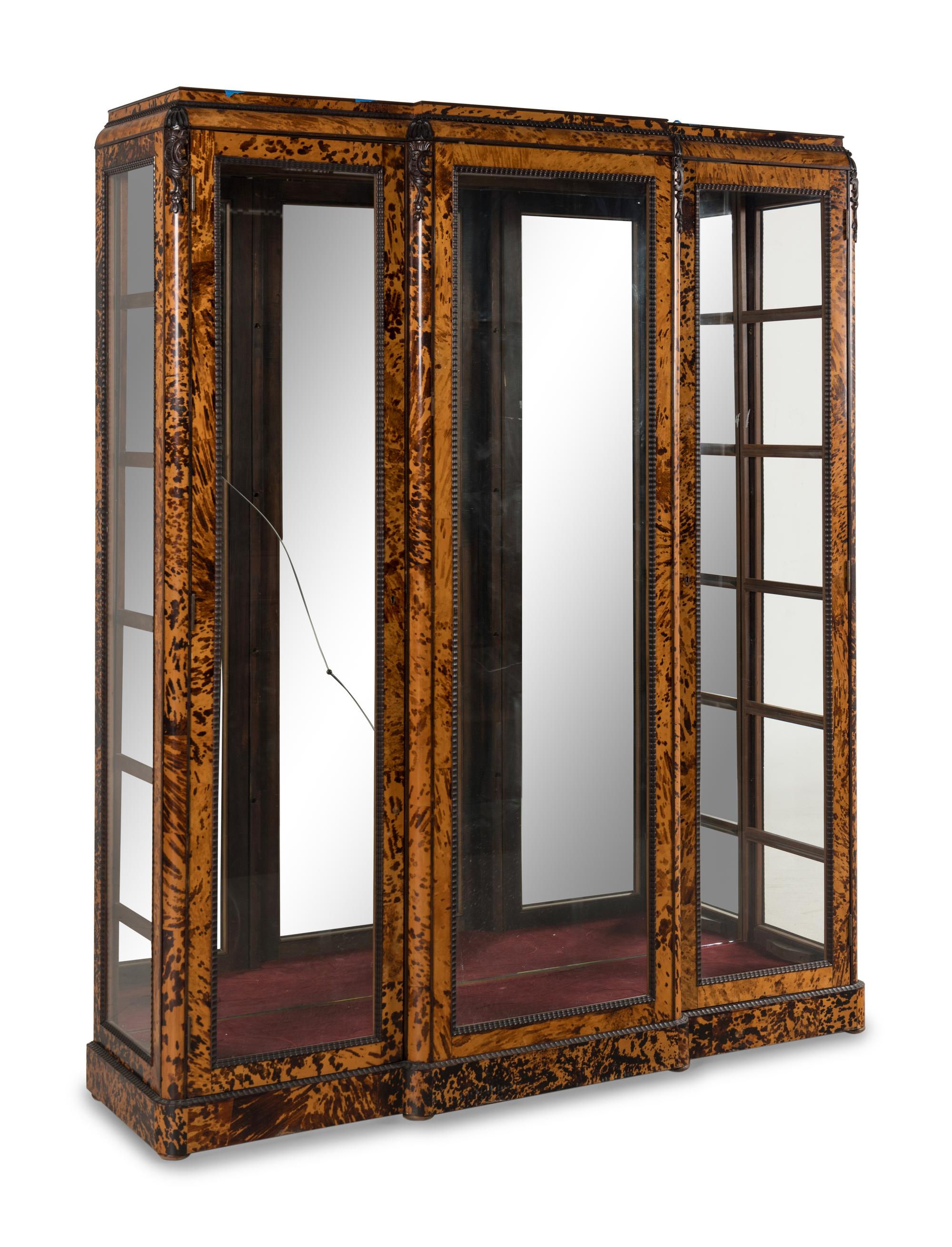 A French Faux Tortoiseshell Vitrine Cabinet