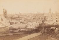 [Chicago Fire]. A group of 7 albumen prints taken before and after the 1871 Chicago Fire, comprising: