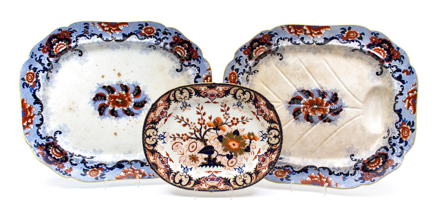 Three English Pottery Platters, Width of widest 24 3/4 inches.