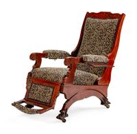 A Victorian Inlaid Mahogany Reclining Armchair — LAST QUARTER 19TH CENTURY