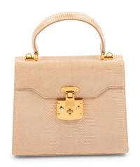 Gucci Taupe Pink Lizard Front Lock Handbag