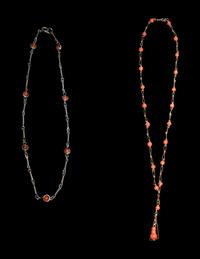 Five Chinese Hardstone Inset Jewelry