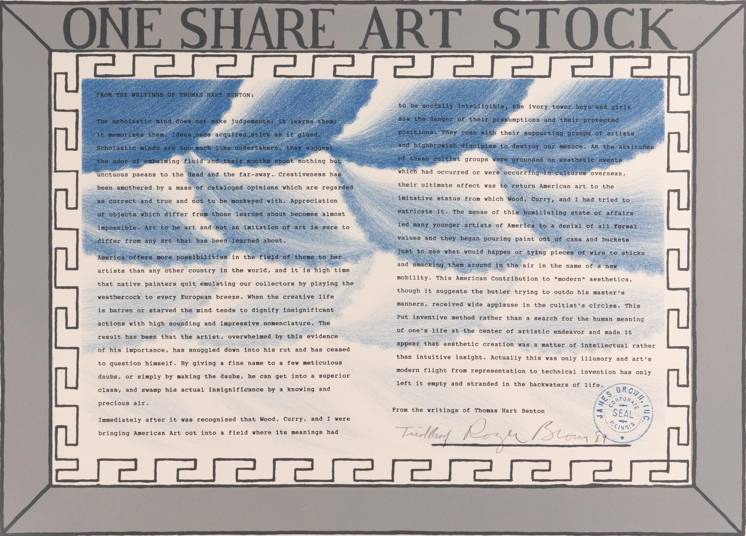 One Share Art Stock , 1989