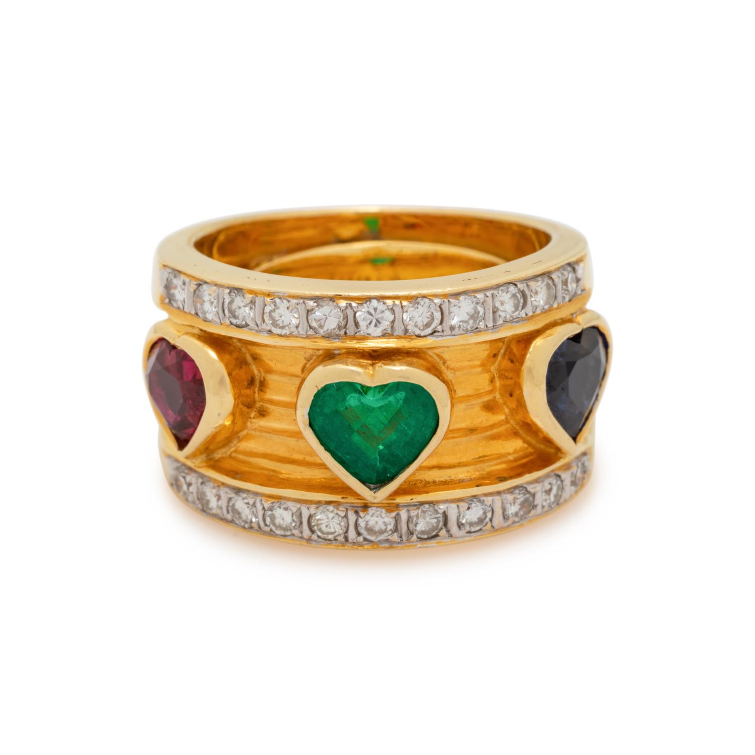 YELLOW GOLD, MULTIGEM AND DIAMOND RING