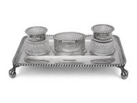 A Victorian Silver and Cut Glass Ink Stand