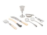 Eight English Silver Table and Flatware Articles