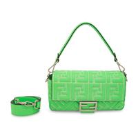 FENDI, MINT GREEN QUILTED LEATHER BAGUETTE