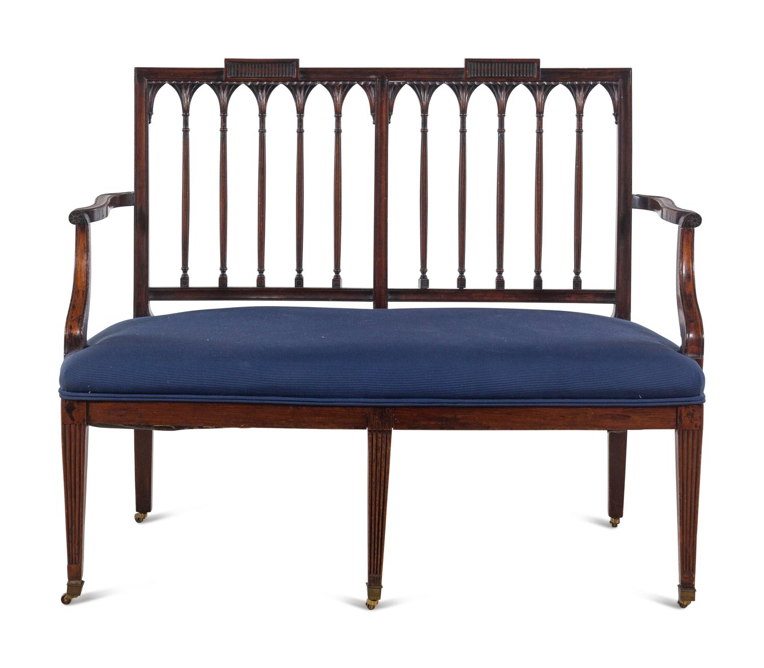A Rare Federal Carved Mahogany Double Chair Back Settee