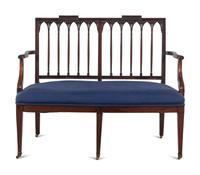 A Rare Federal Carved Mahogany Double Chair Back Settee
