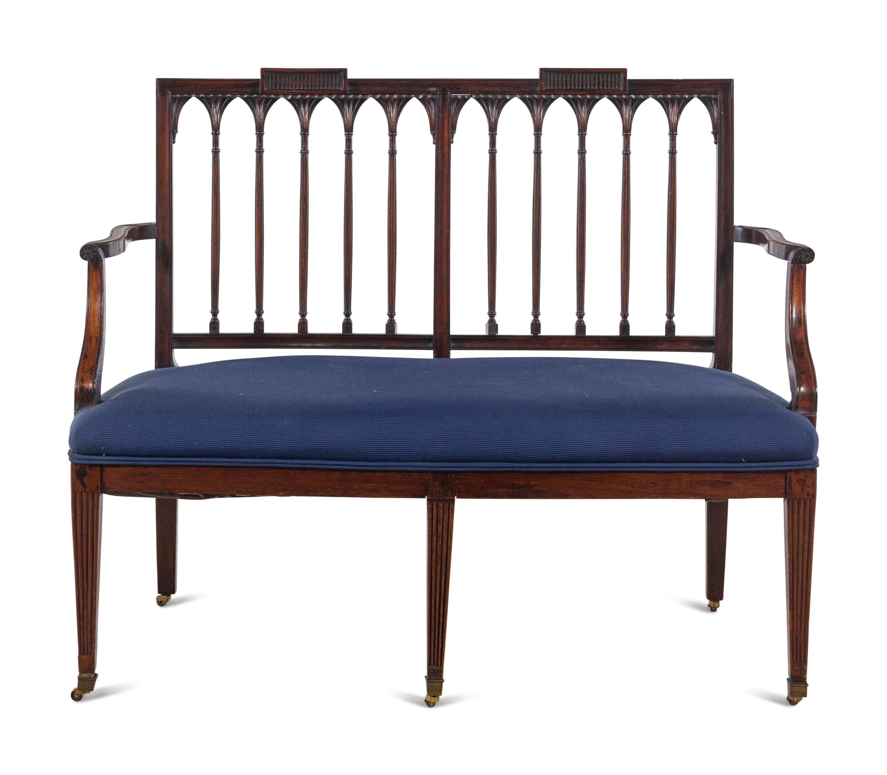A Rare Federal Carved Mahogany Double Chair Back Settee