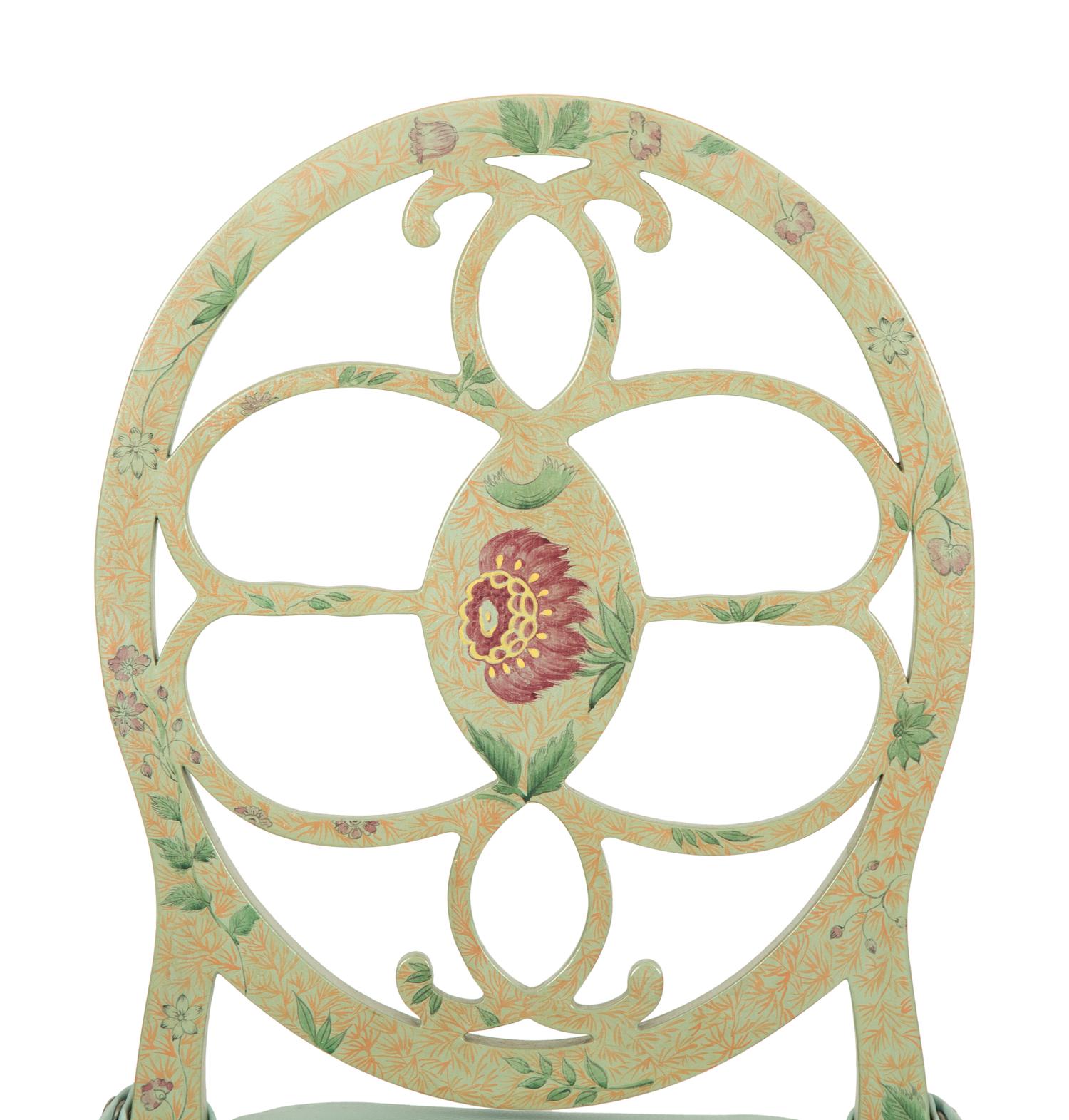 Four Adam Style Painted Caned Seat Side Chairs