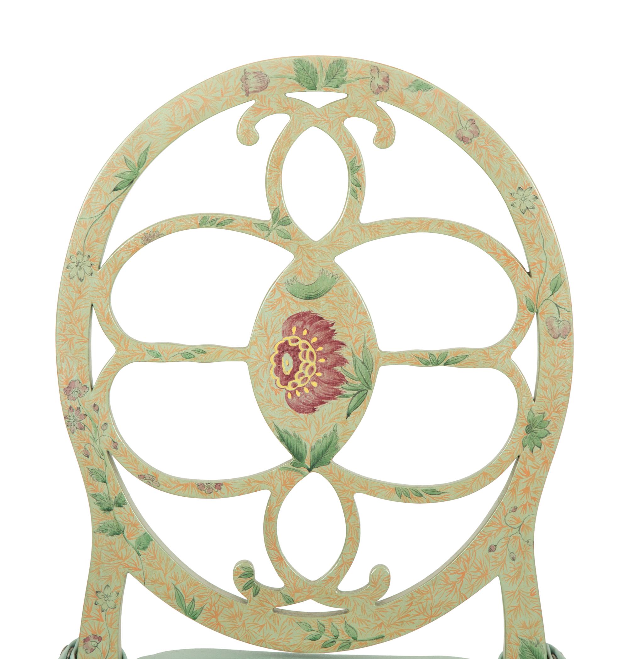 Four Adam Style Painted Caned Seat Side Chairs