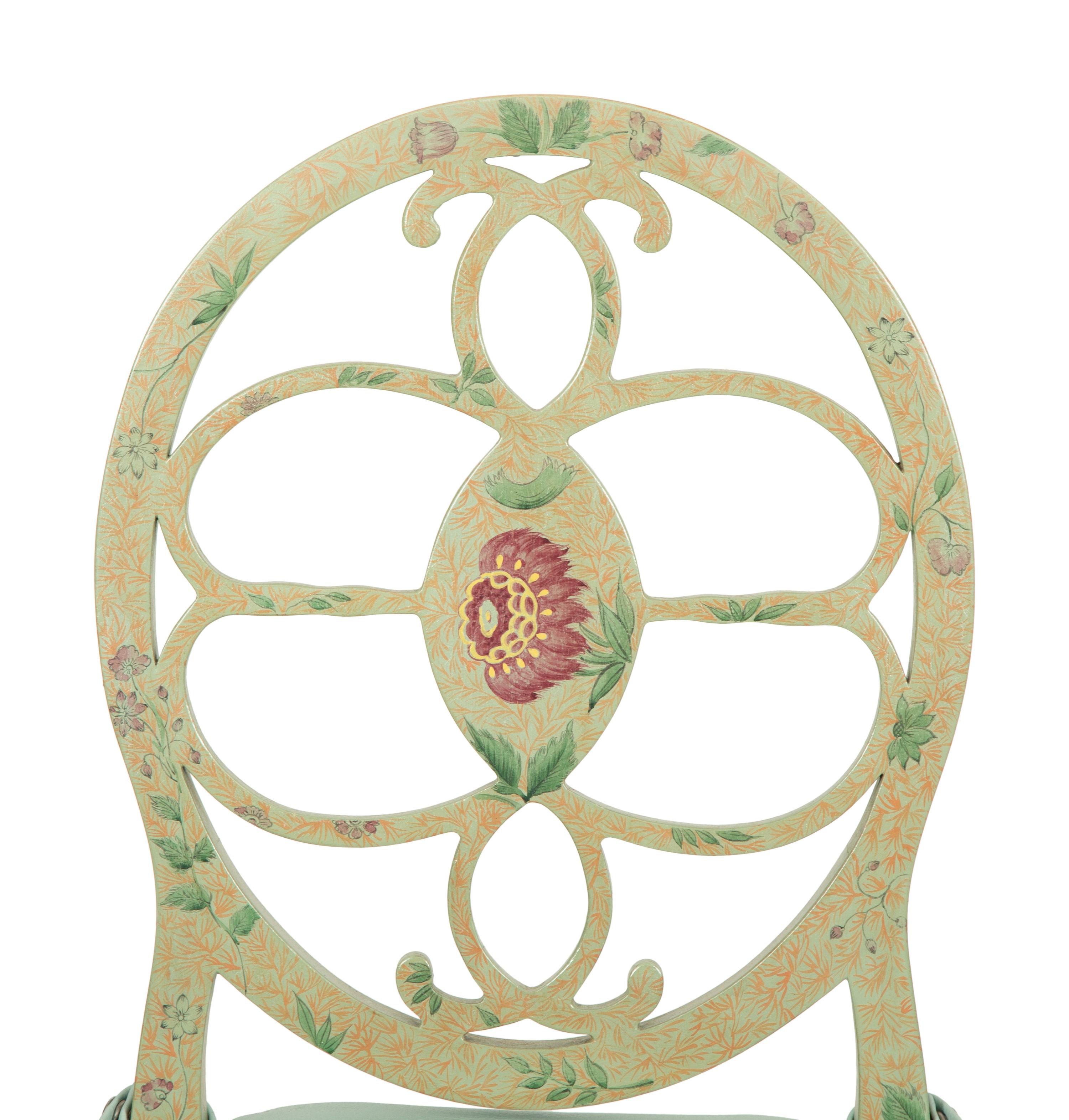 Four Adam Style Painted Caned Seat Side Chairs