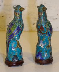 A Pair of Cloisonne Enamel Figures of Birds Height 9 1/4 inches. — 19TH/20TH CENTURY
