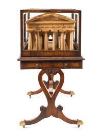A Carved Wood Model of the Paestum Temple of Hera II in a Rosewood Display Case