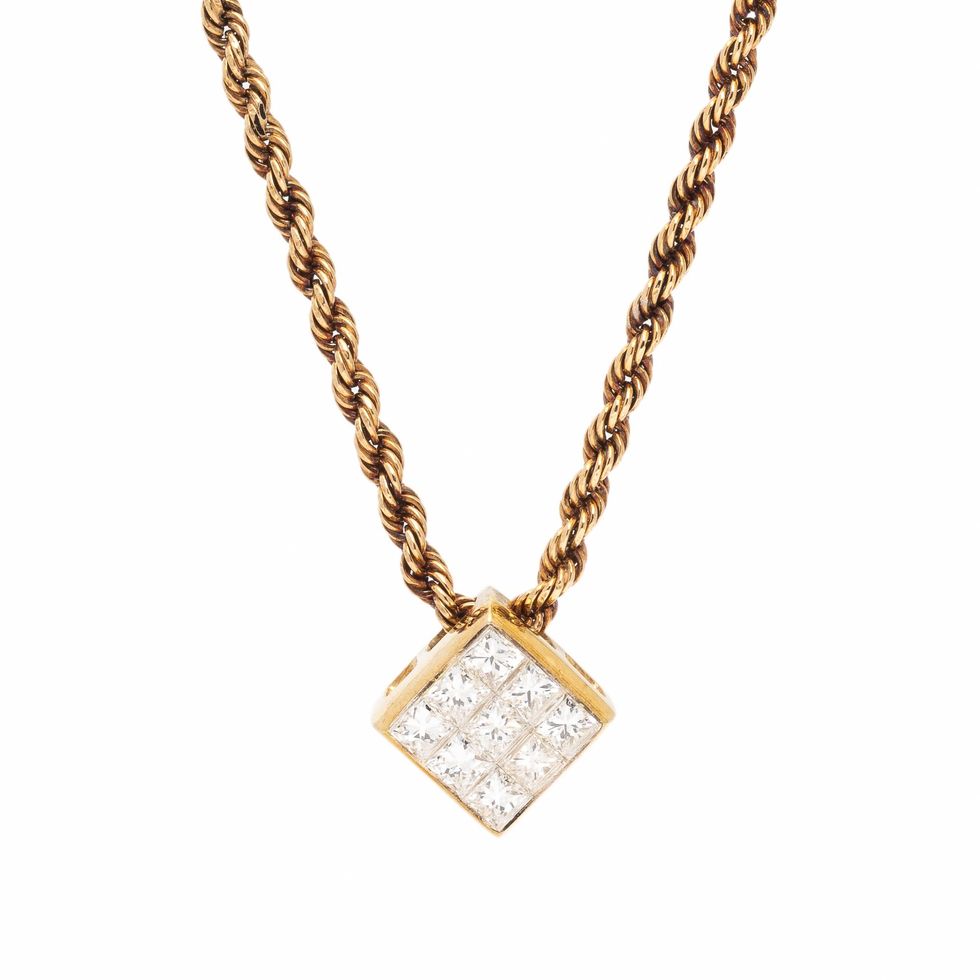Diamond and Yellow Gold Pendant Necklace