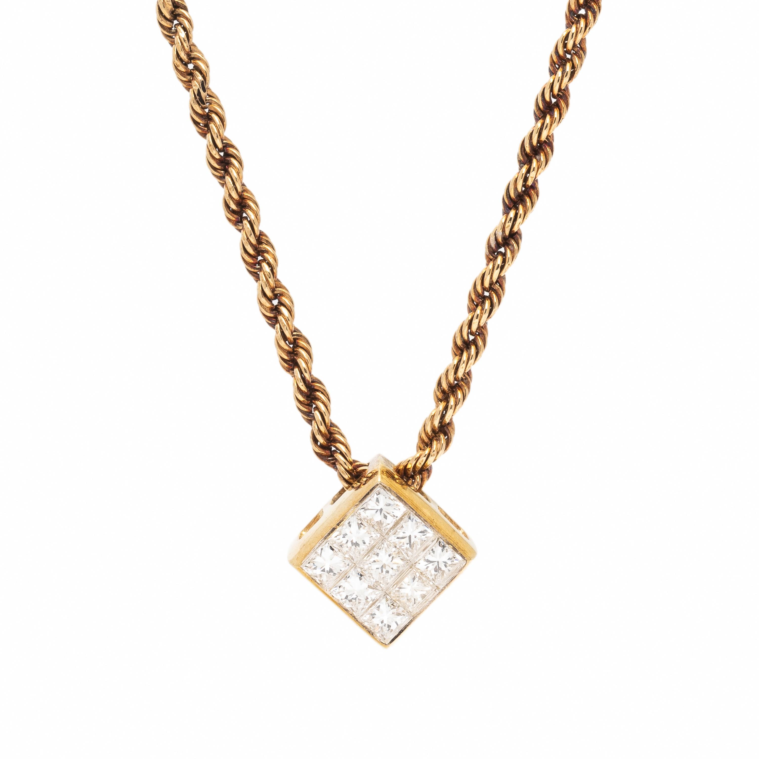 Diamond and Yellow Gold Pendant Necklace