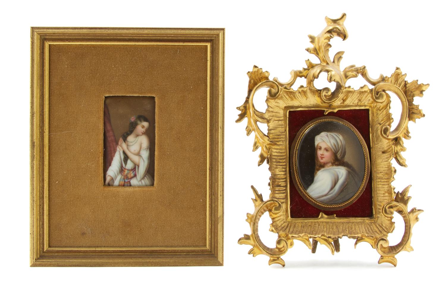 Two Continental Porcelain Plaques, Height of first overall 7 1/2 inches.