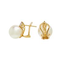 CULTURED SOUTH SEA PEARL AND DIAMOND CLIP EARRINGS