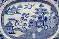 Four English Transfer-Decorated Stoneware Platters
