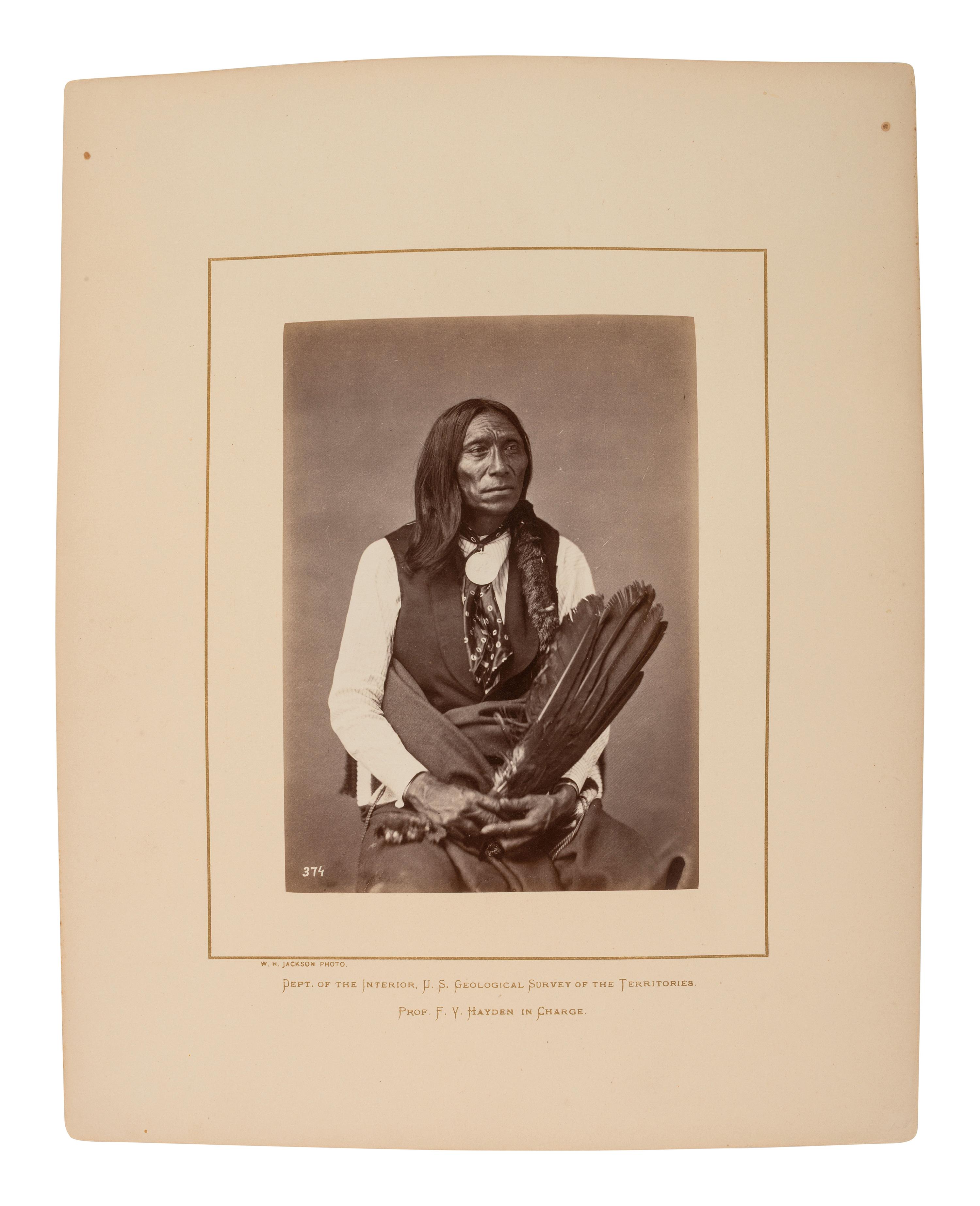 JACKSON, William Henry (1843-1942)]. Albumen photograph of Swift Bear, Brulé Lakota.