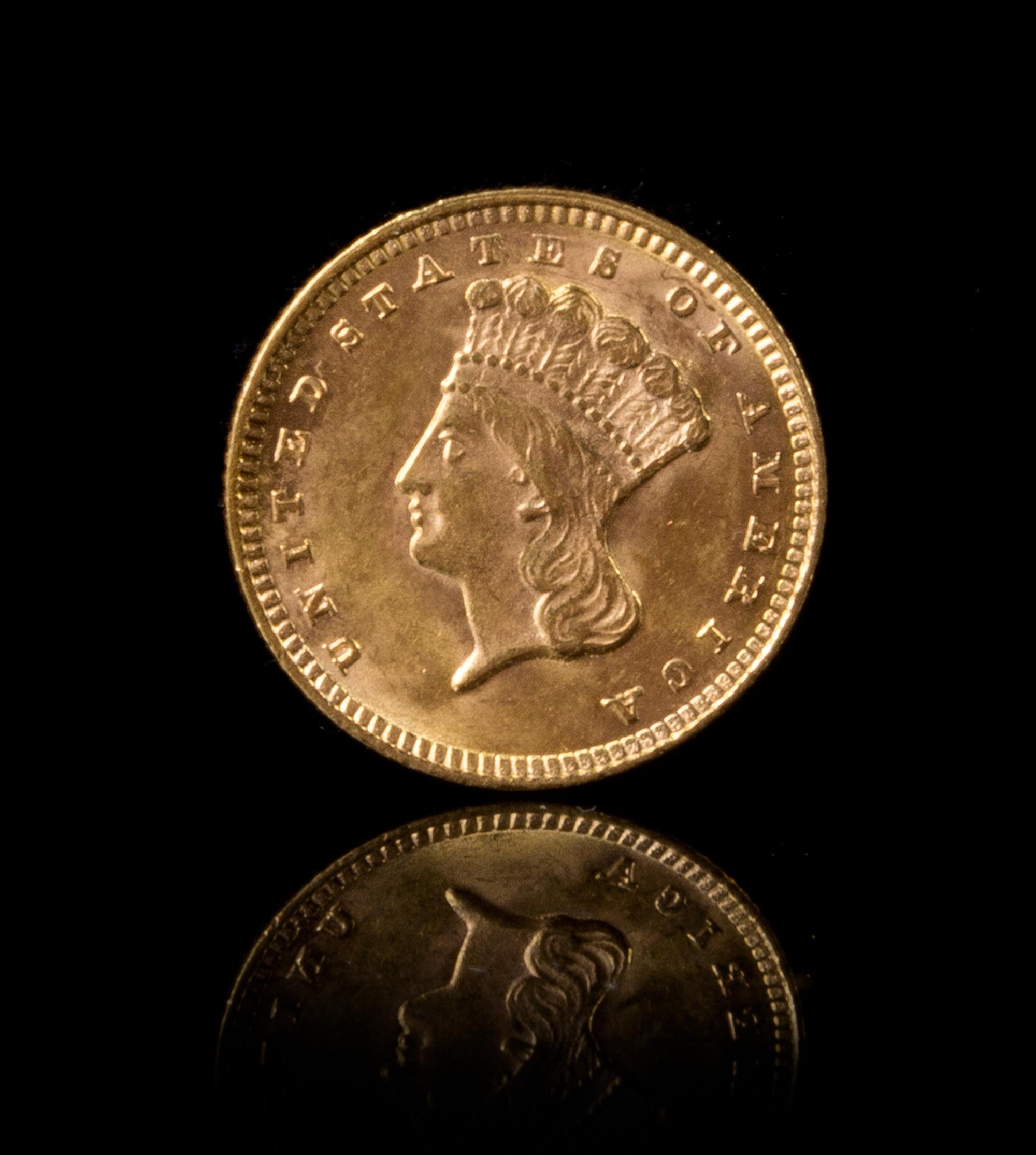 A United States 1874 Indian Princess: Type 3 $1 Gold Coin