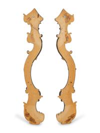 A Pair of Italian Painted and Parcel Gilt Pilasters