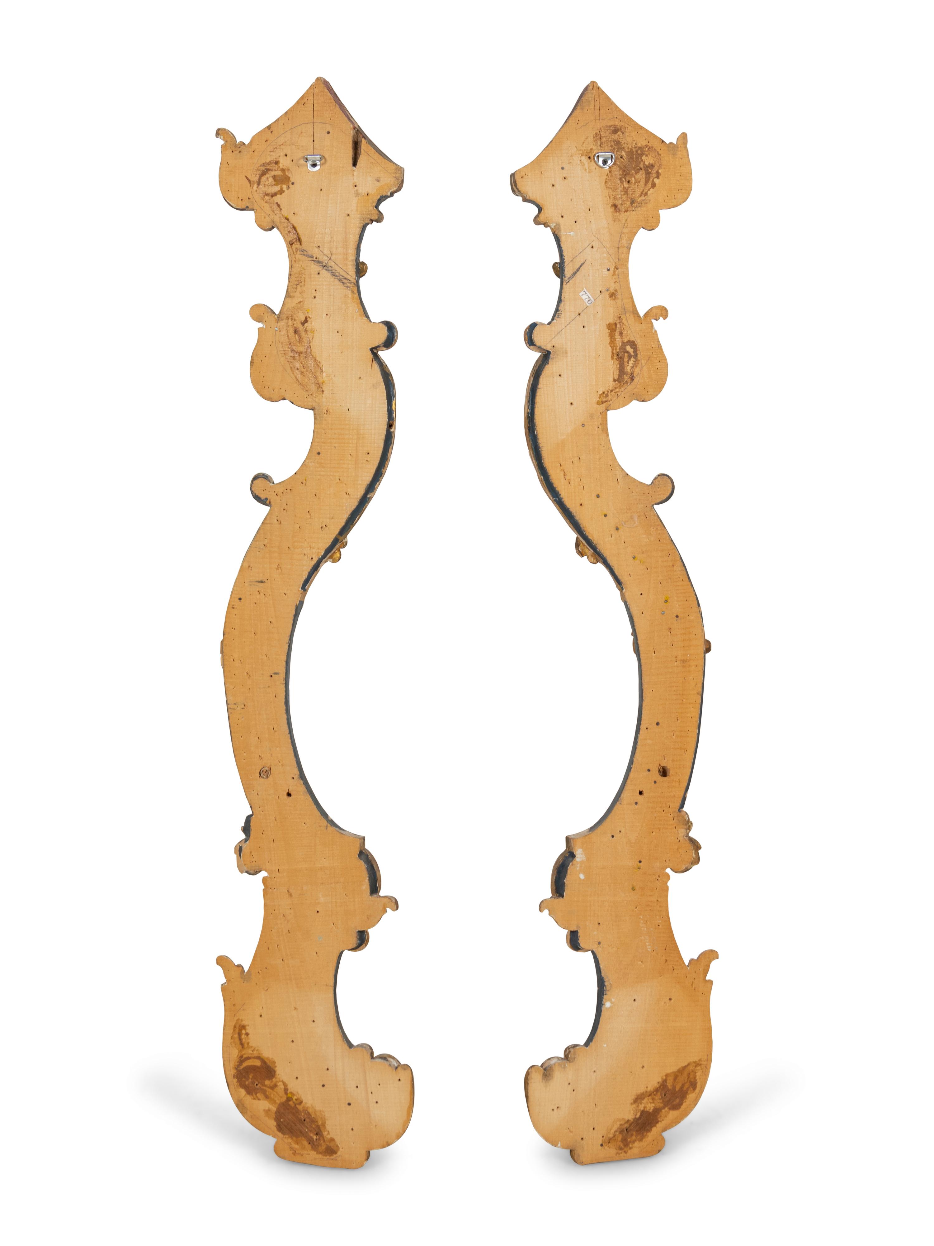 A Pair of Italian Painted and Parcel Gilt Pilasters