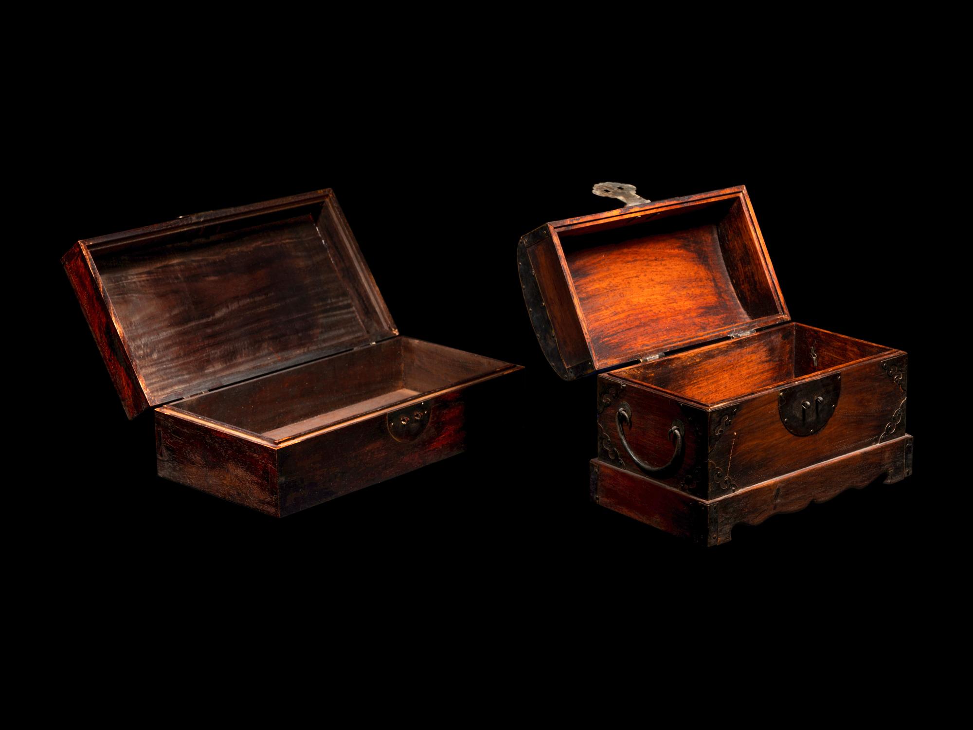 Two Inlaid Huanghuali Boxes