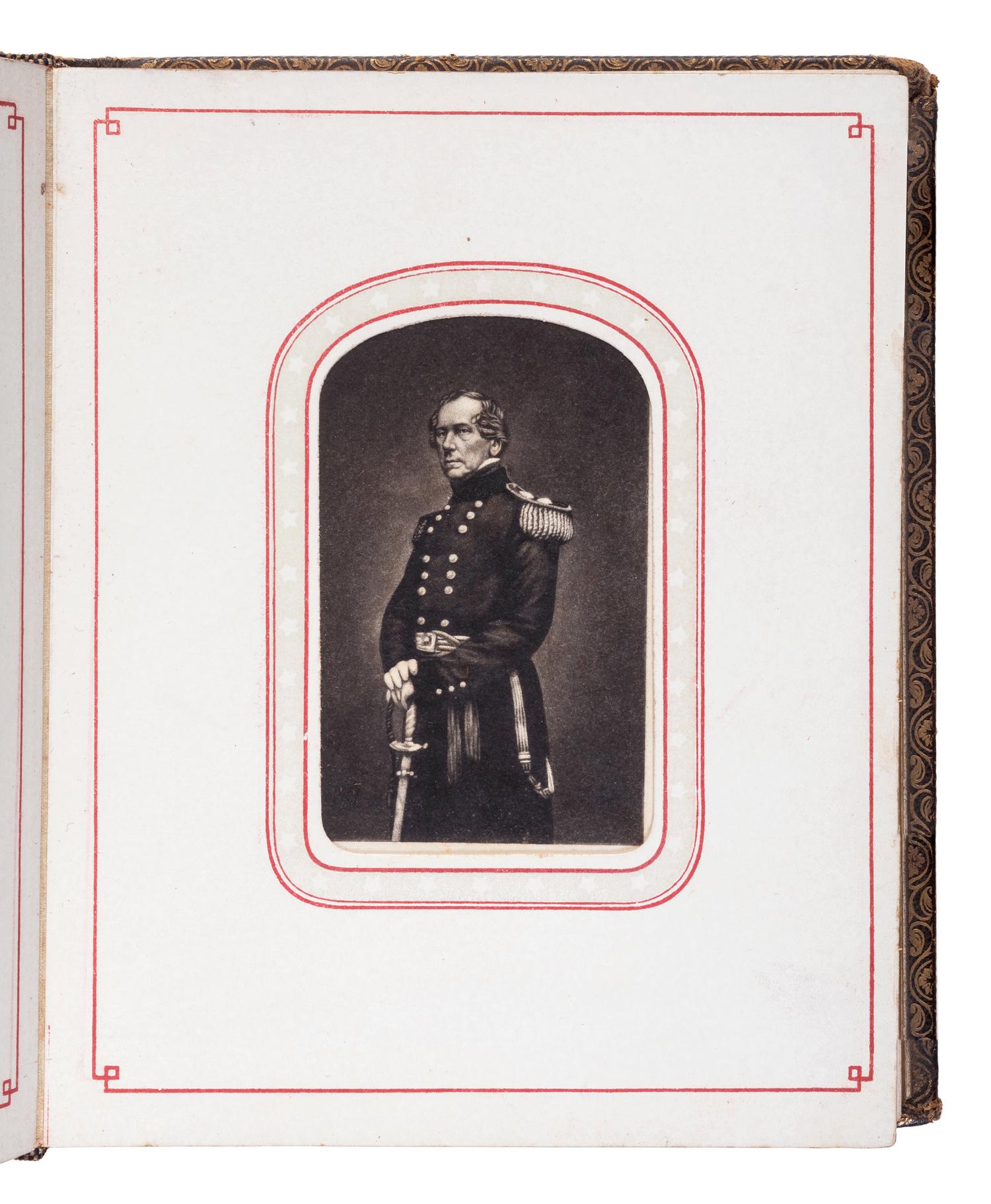 Patriotic album containing 24 engraved CDVs of Union generals. New York: Leavitt & Allen, 1862.