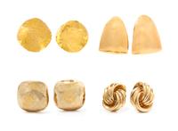 A Collection of 14 Karat Yellow Gold Earclips, 29.50 dwts.