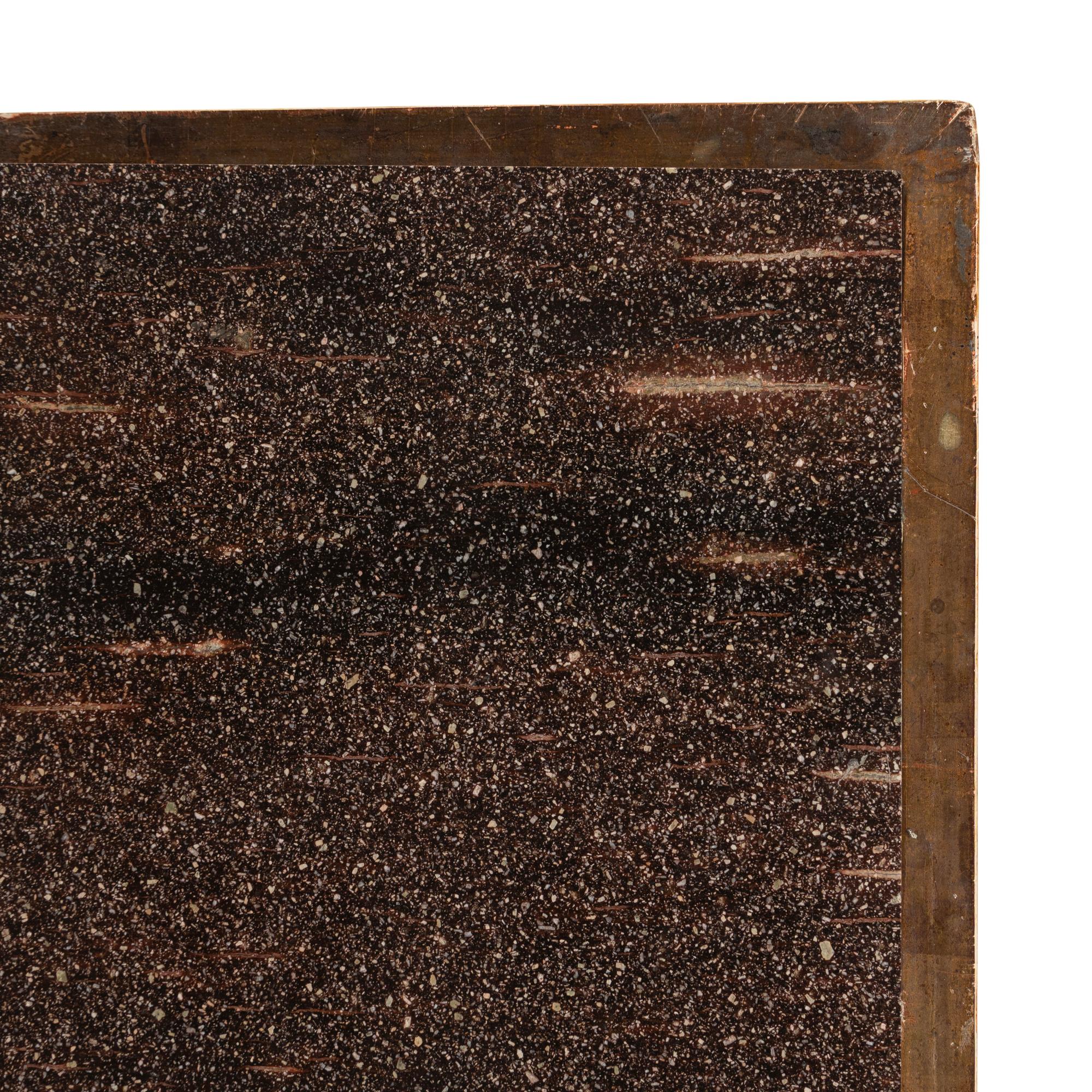 A Pair of Swedish Painted and Parcel-Gilt Porphyry-Top Console Tables