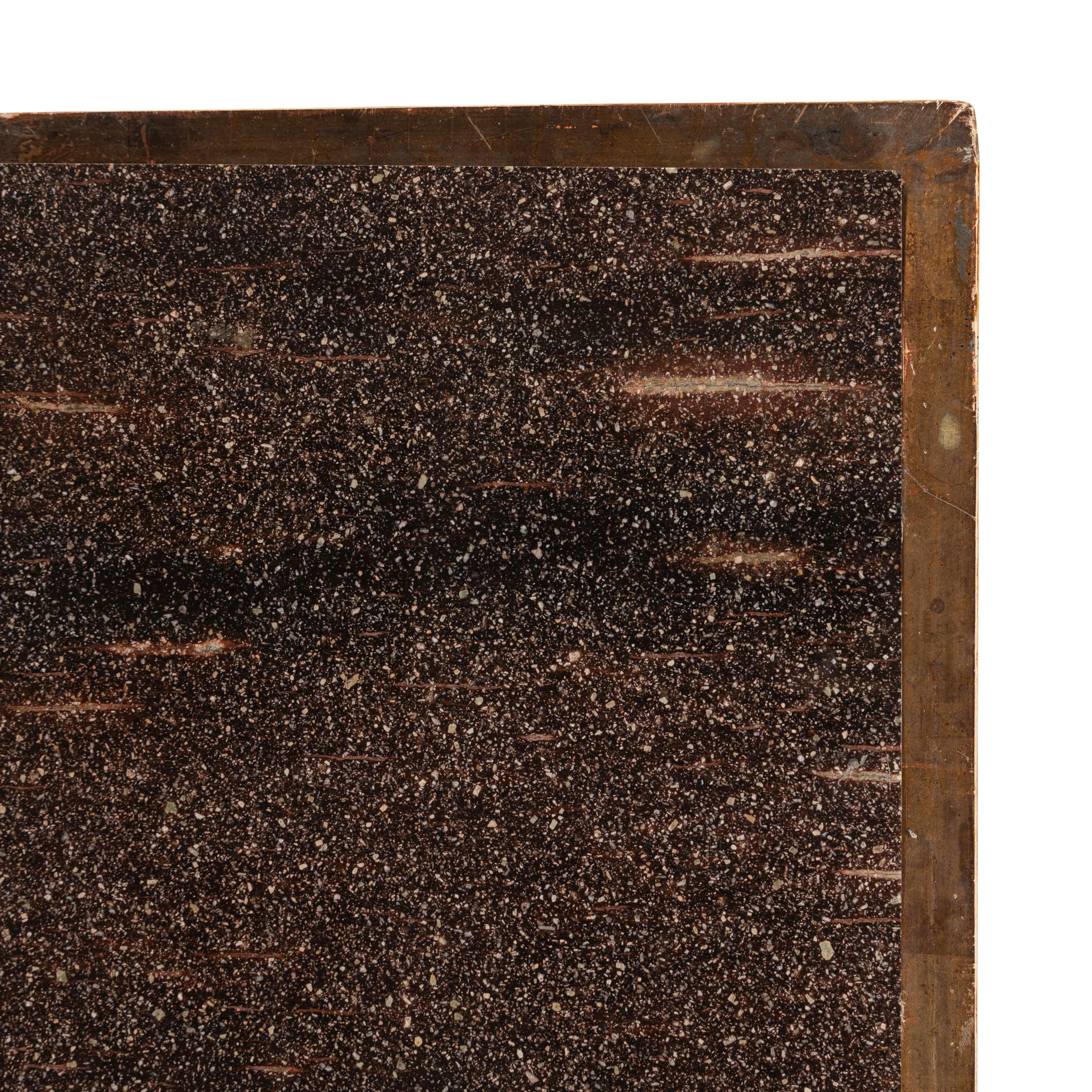 A Pair of Swedish Painted and Parcel-Gilt Porphyry-Top Console Tables