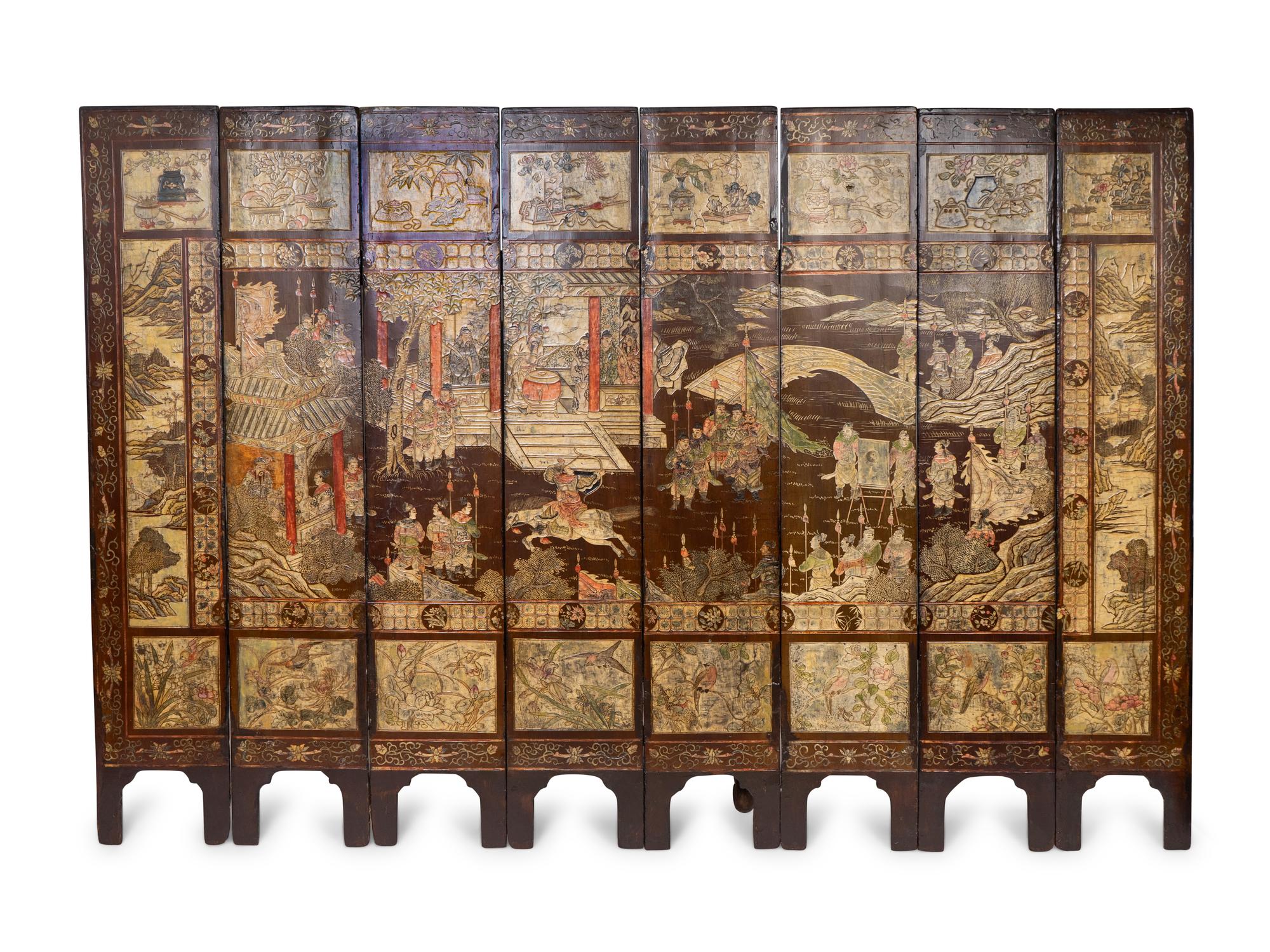 A Chinese Coromandel Lacquer Eight-Panel Screen — 19TH CENTURY