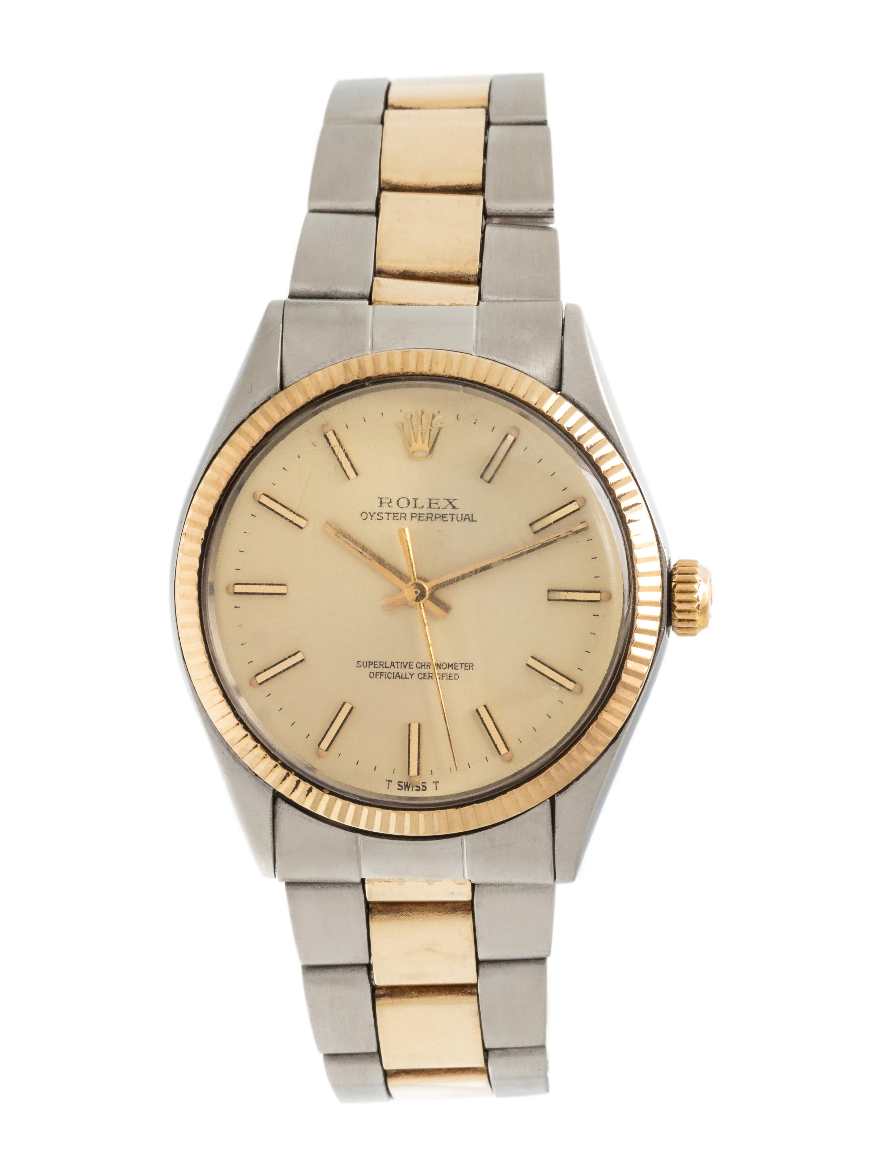 ROLEX, REF. 1005 STAINLESS STEEL AND 18K YELLOW GOLD 'OYSTER PERPETUAL' WRISTWATCH, CIRCA 1972