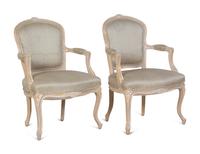 A Set of Four Louis XV Style Painted Fauteuils