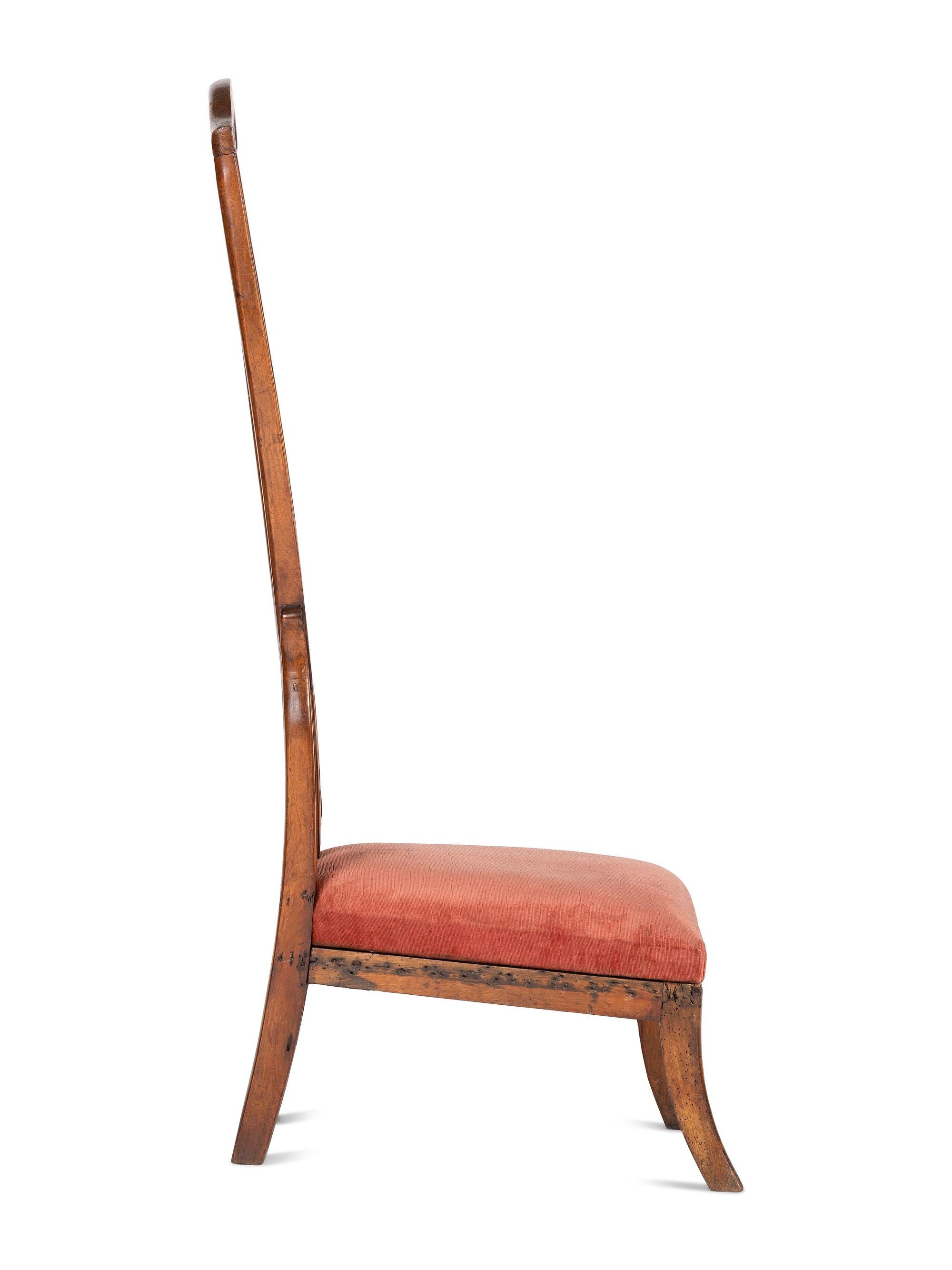 A George III Carved Walnut High-Back Slipper Chair