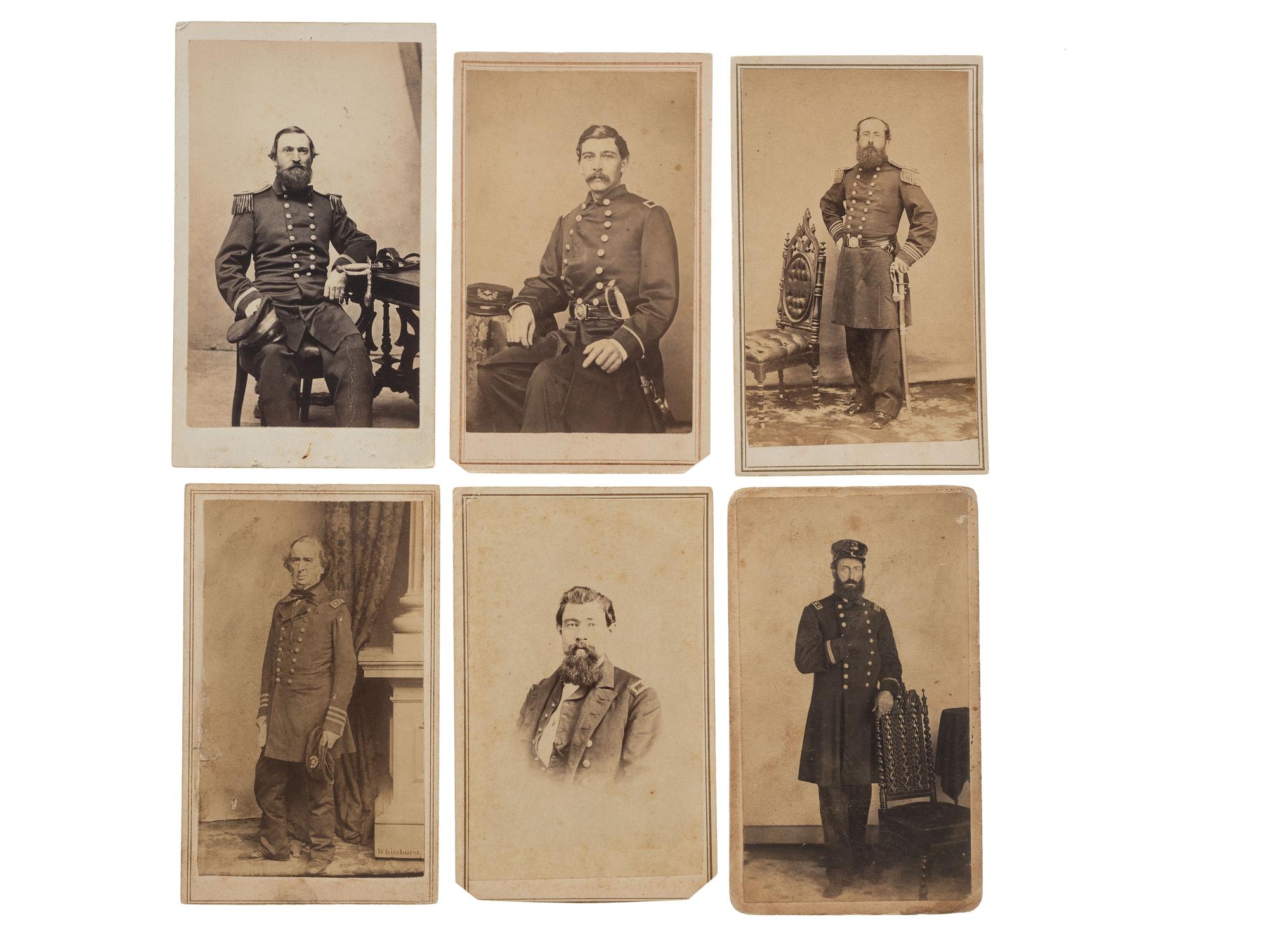 [CIVIL WAR]. A group of 6 CDVs of unidentified Navy officers, comprising: